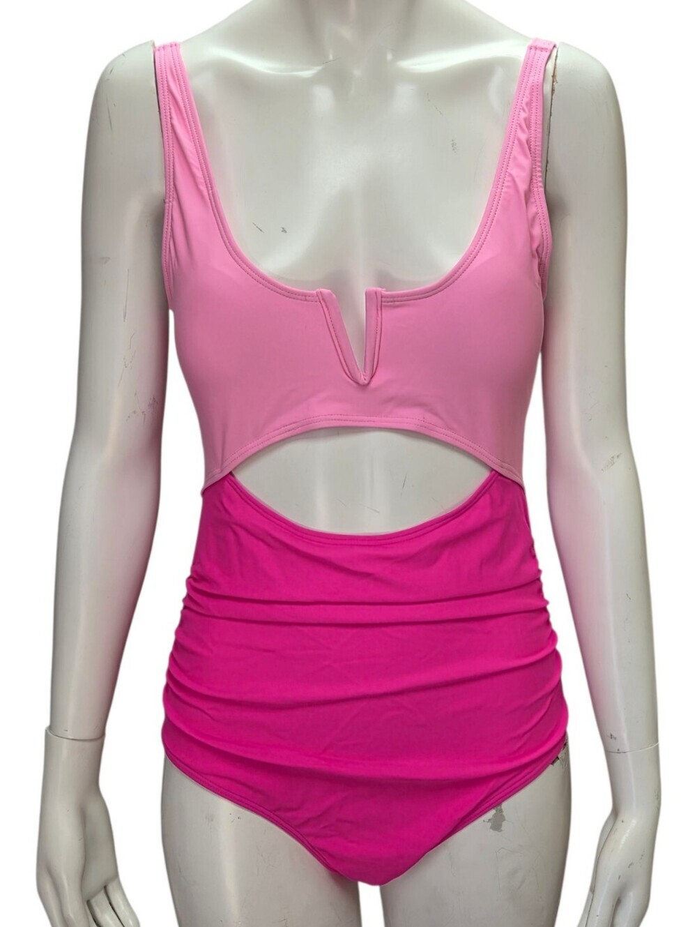 Pink Two-Tone Cutout Tummy Control One-Piece Swimsuit Size Medium